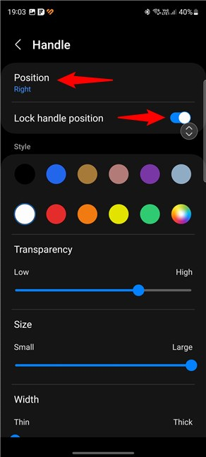 How to choose the position of the Samsung Edge Panels