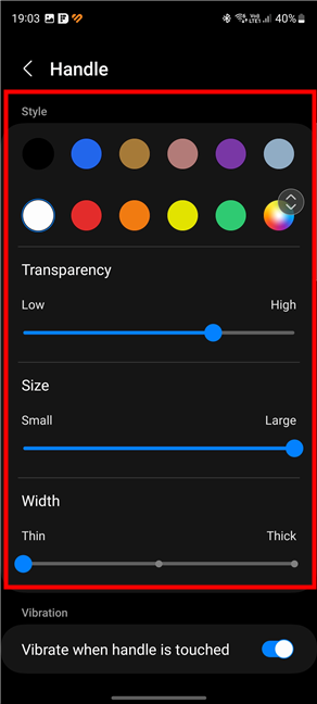 How to adjust the appearance of the Edge Panels