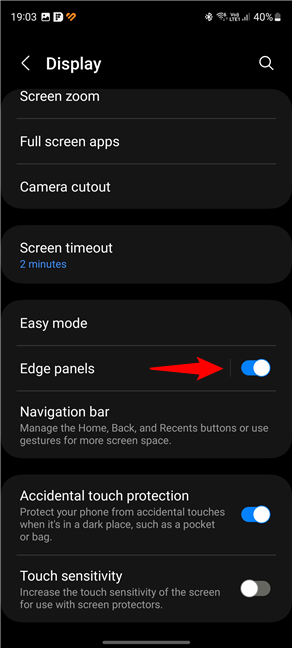 Enable the Edge panels on a Samsung Galaxy device