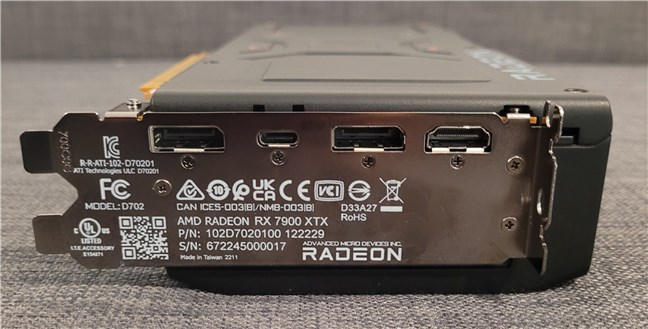 Output ports on the AMD Radeon RX 7900 XTX