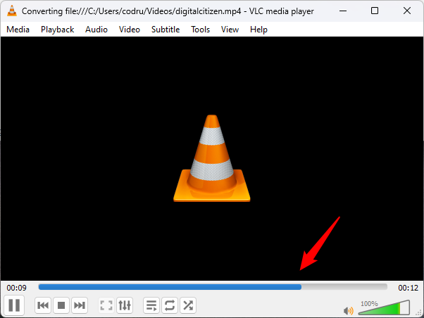 Monitoring the video conversion in VLC
