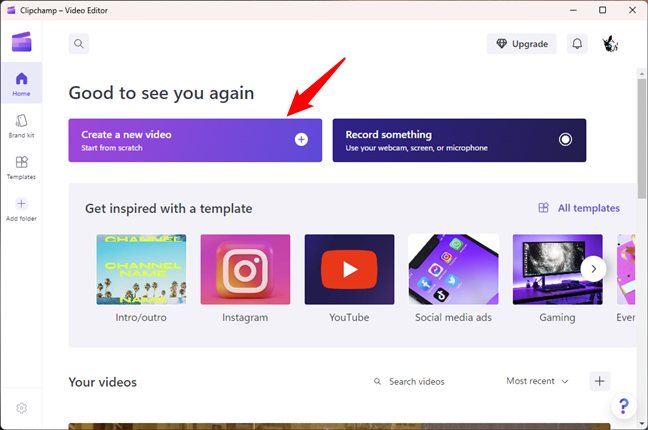 Create a new video in Clipchamp - Video Editor