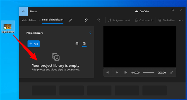 Drag and drop the video onto the Video Editor window