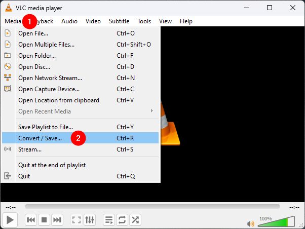 The Convert / Save option from the Media menu in VLC