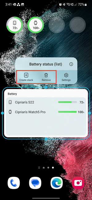 Remove the Battery widget or Create stack
