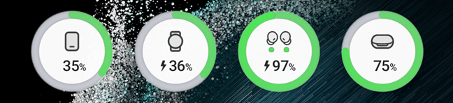 Battery status (circles)