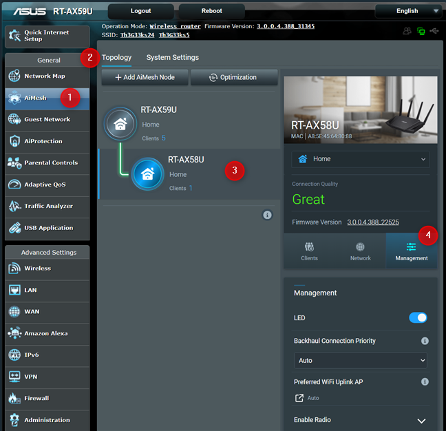 Select the AiMesh unit you want to configure