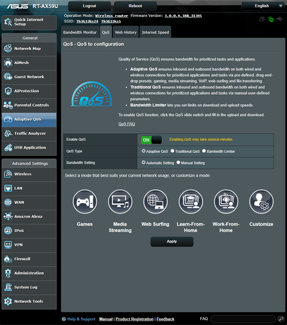 The Adaptive QoS is easy to configure