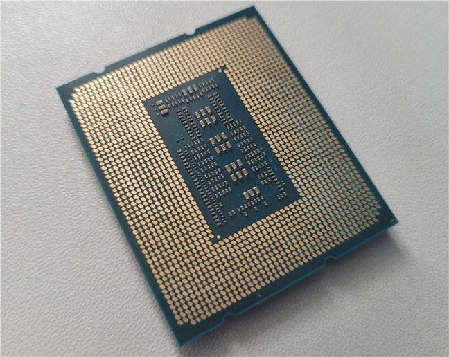 The contacts on the Intel Core i7-13700K desktop CPU