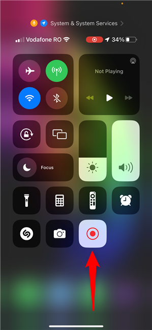 Tap the iPhone Screen Recording button in the Control Center to stop