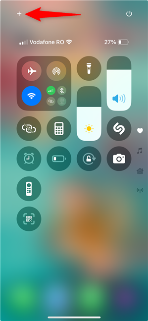 Press + to start editing the Control Center