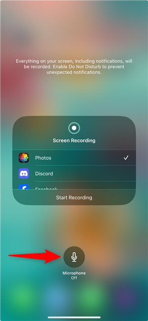 Turn on the Microphone for an iPhone screen recording with the sound of your voice