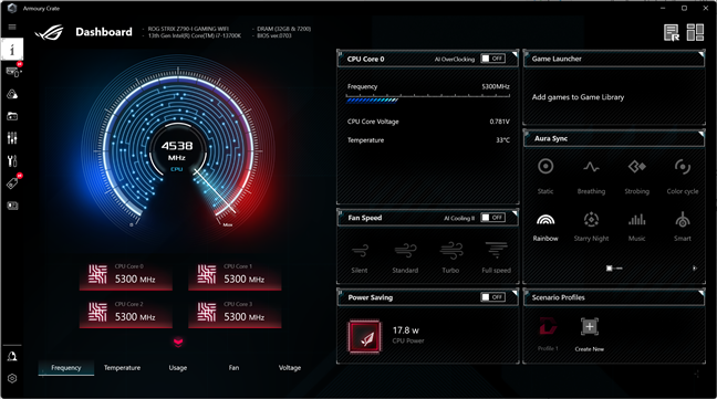 The Armoury Crate software