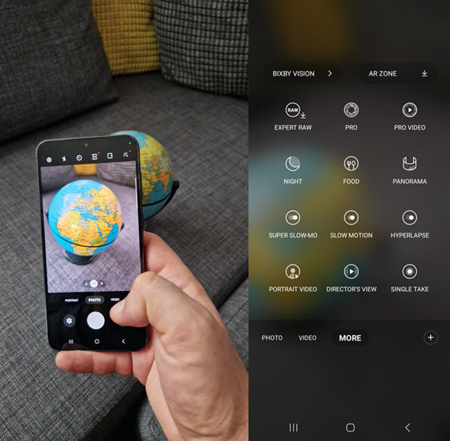 The Camera app on the Samsung Galaxy S23+