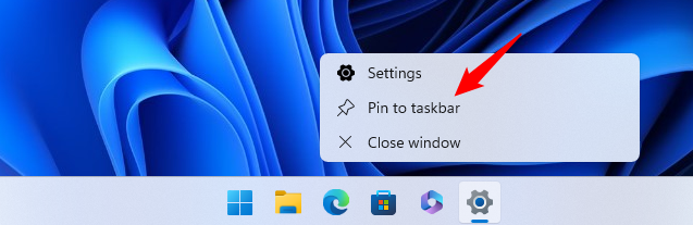 How to pin an open app to the taskbar in Windows 11