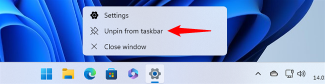 How to unpin an icon from the taskbar in Windows 11