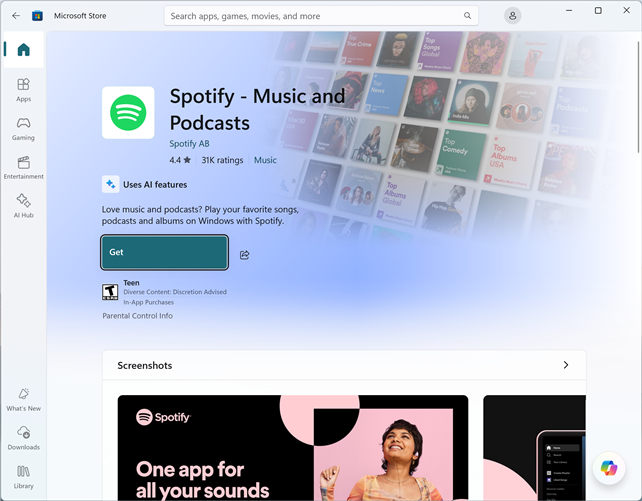 Get the Spotify app and widget