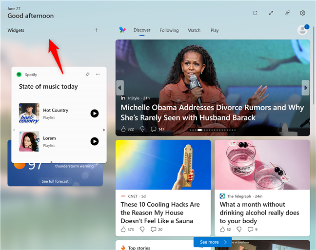 Drag and drop widgets to move them