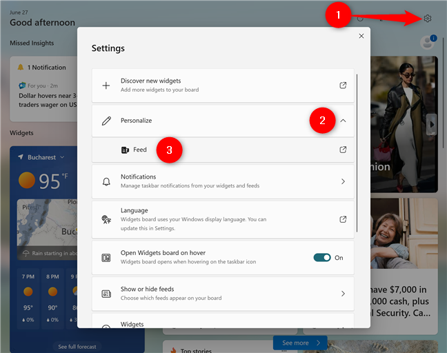 Go to Settings > Personalize > Feed