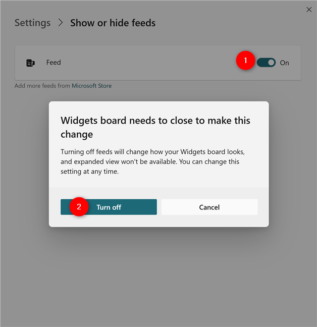 How to turn off the news feed next to Widgets