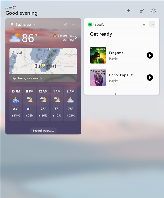Widgets without the news feed