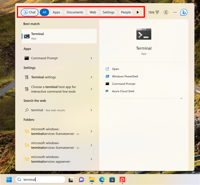 How to make an advanced search in Windows 11 using filters