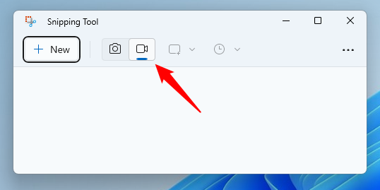 The screen Recording button in Snipping Tool
