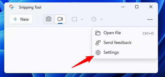 Opening Snipping Tool's Settings