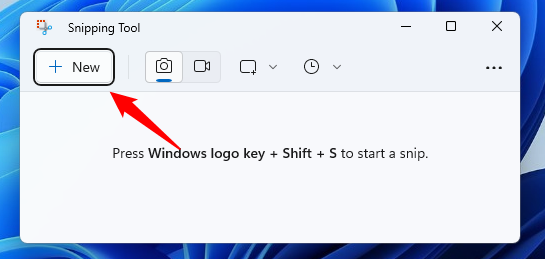 The New button from Snipping Tool