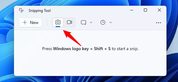 Choose Snip in Snipping Tool to take screenshots