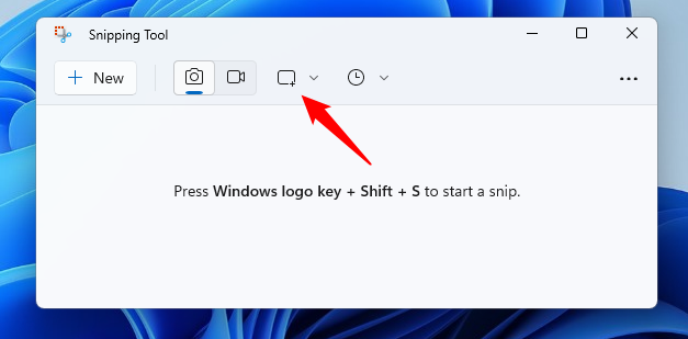 The Snipping mode button from Windows 11's Snipping Tool