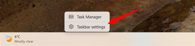 How to get to the Taskbar settings in Windows 11