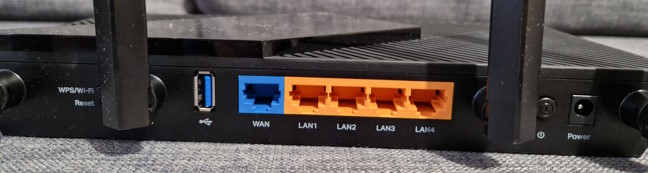 The ports on the back of the router