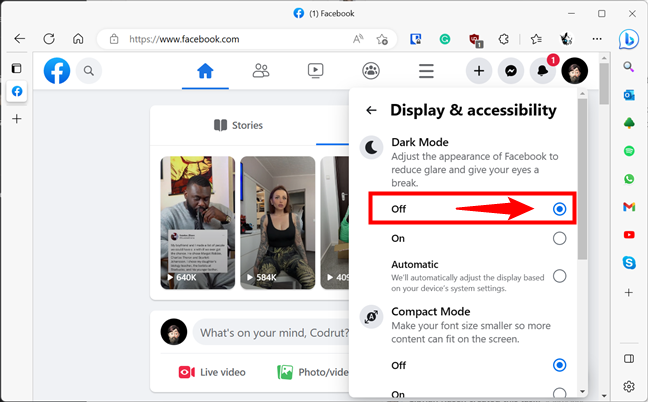 How to turn off Facebook's Dark Mode on the website