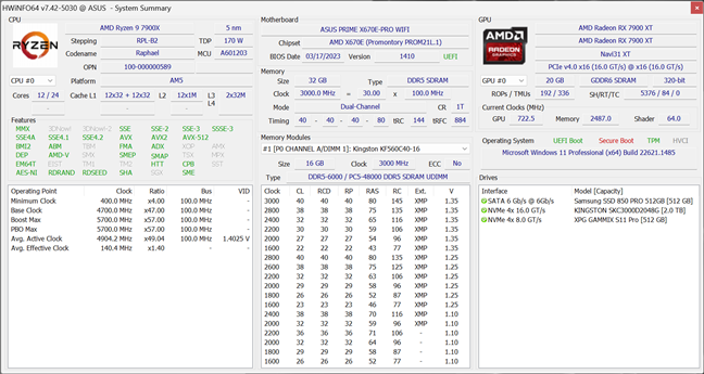 Details about the PC used for testing this memory kit