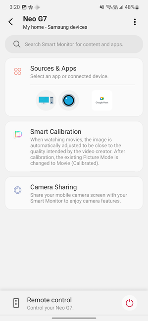 You can interact with Odyssey Neo G7 43â³ from your Samsung Galaxy