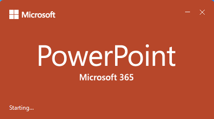 Starting Microsoft PowerPoint in Office Professional Plus 2021