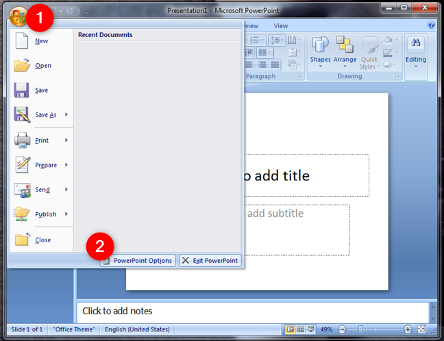 PowerPoint Options in Microsoft Office 2007