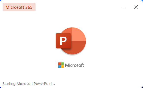 Starting Microsoft PowerPoint in Microsoft 365