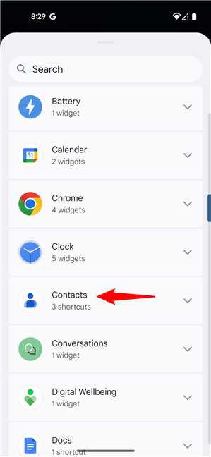 Scroll down to Contacts