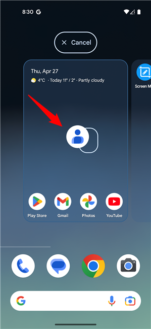 Move your finger to place the widget on your Home screen 