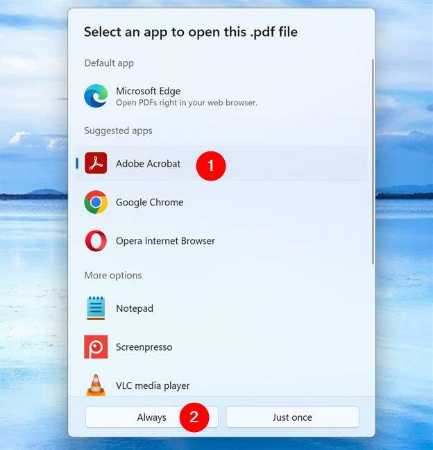 How to set a default app using the right-click Open with menu