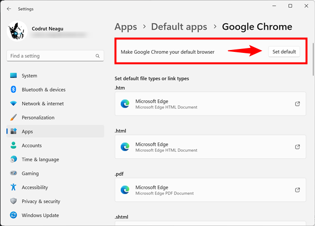 How to make Chrome your default browser on Windows 11
