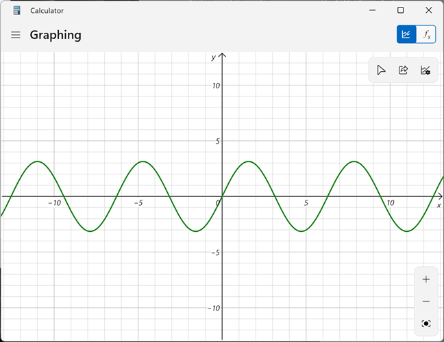Graphing equations in Windows 11's Calculator