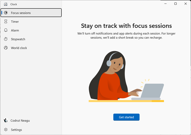 Windows 11's Clock Focus sessions