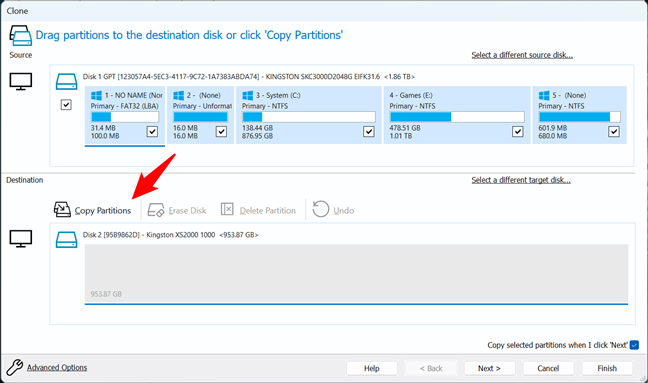 Click on Copy Partitions