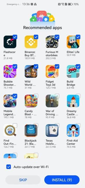 Don't accept all the suggested apps