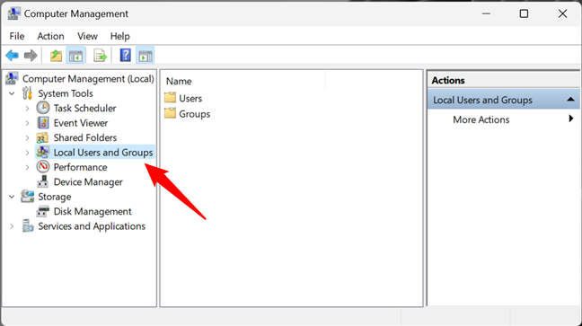 Local Users and Groups in Computer Management