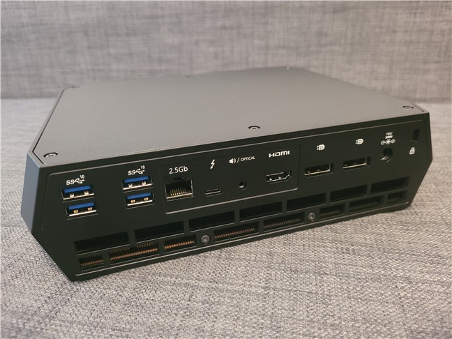 The back ports on the Intel NUC 12 Mini PC Enthusiast Kit