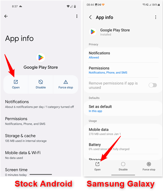 How to open Play Store from Settings